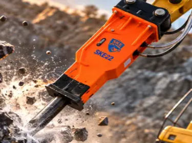 Rock breaker in operation
